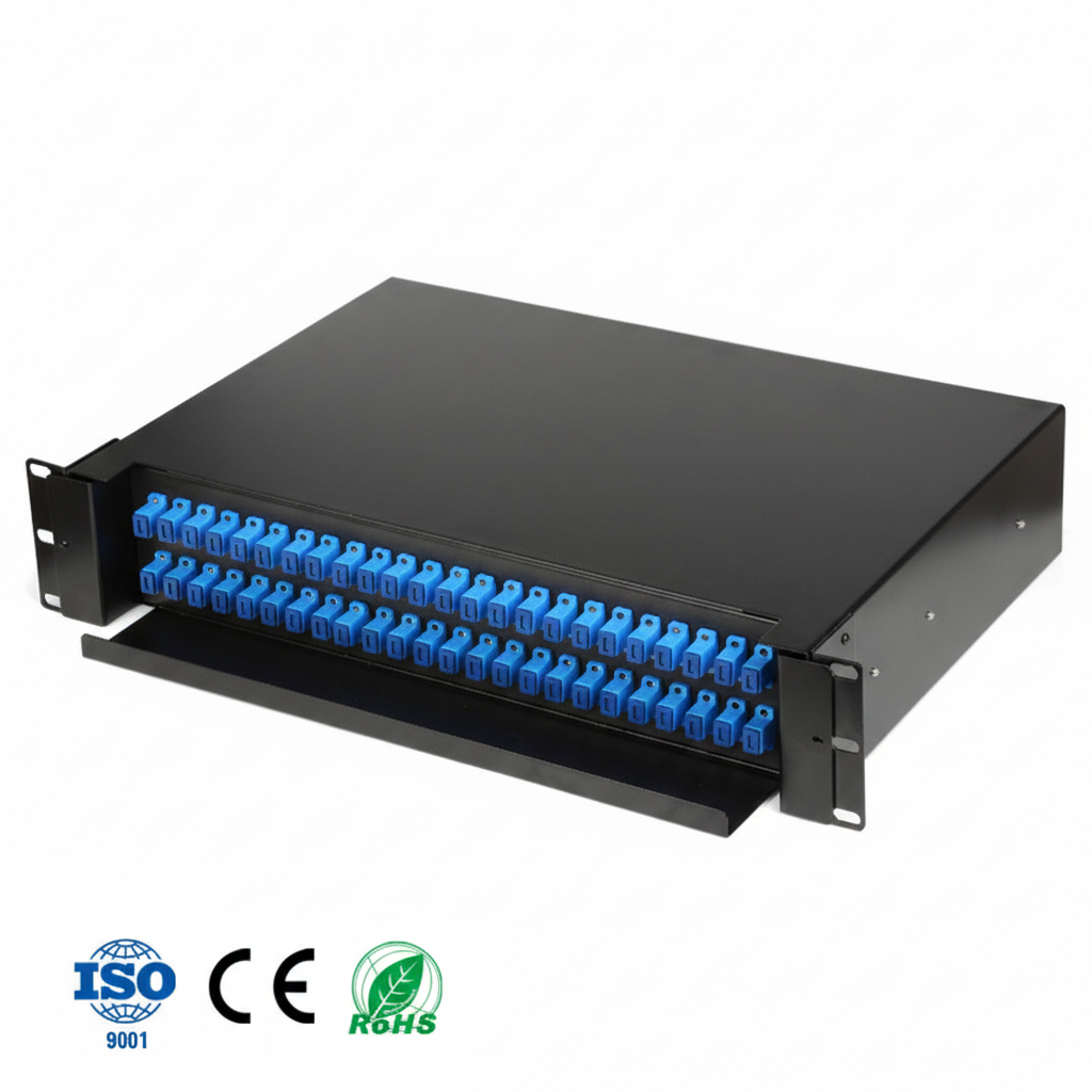 [FBR-RACK-48-SC-UPC-FULL] 48 Core SC-UPC Hazır Panel - 2U Rack