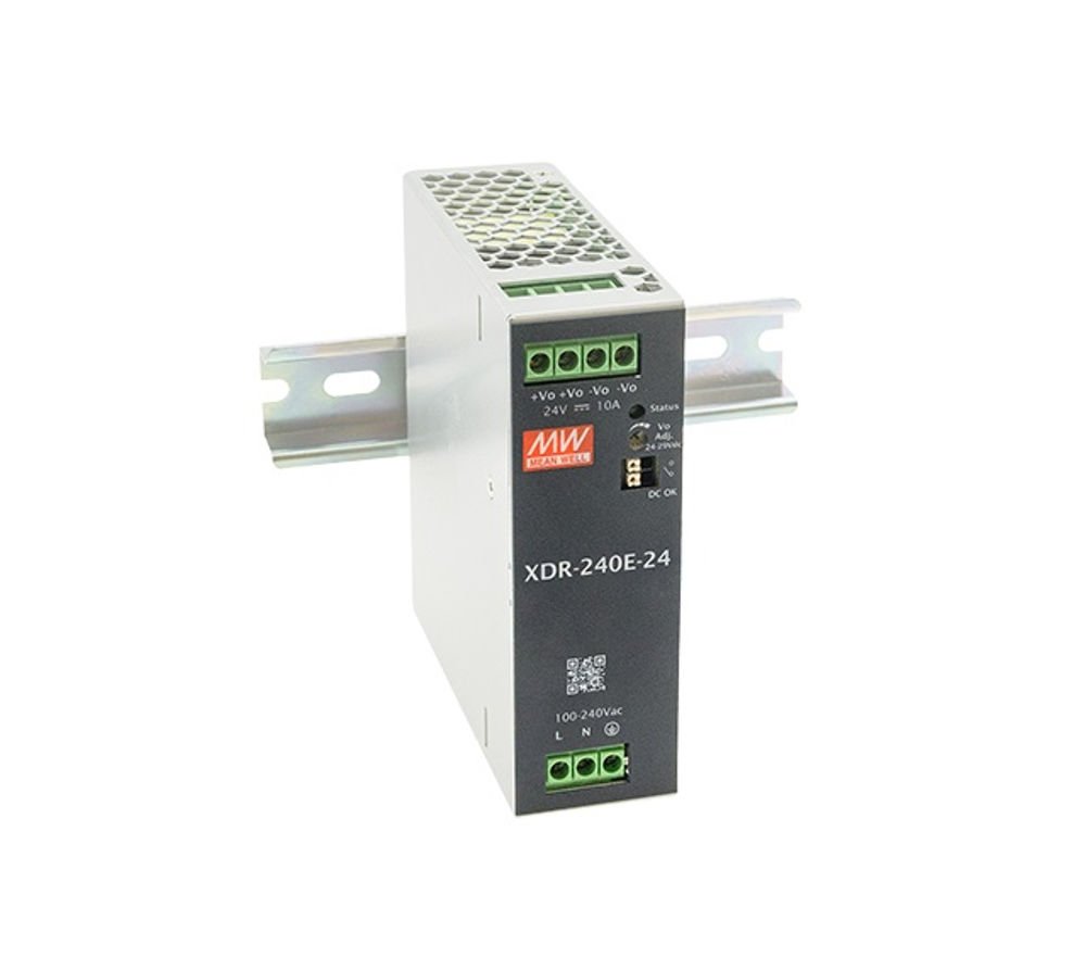 [MW-XDR-240E-24] Mean Well XDR-240E-24 240W 24V DC 10A DIN Ray Güç Kaynağı