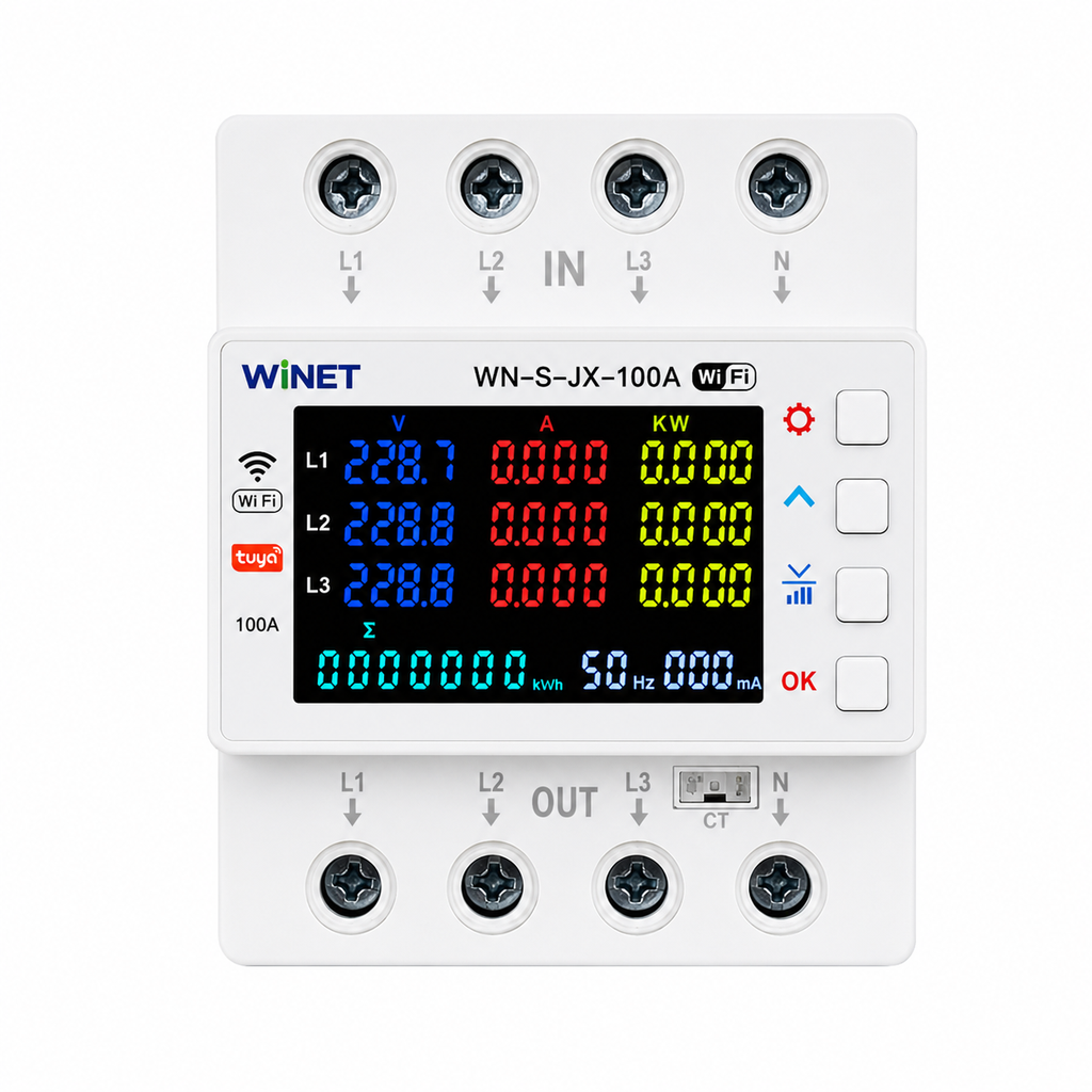 [WN-S-U100A] WINET WN-S-U100A WiFi Akıllı 3 Faz Enerji Analizörü ve Koruma Rölesi