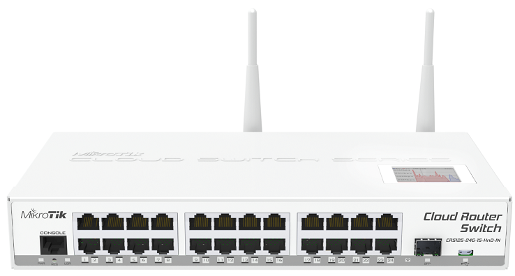 [CRS125-24G-1S-2HnD-IN] Cloud Router Switch L3 / 24 Port Gigabit 1 SFP 2.4Ghz Wireless CRS125-24G-1S-2HnD-IN