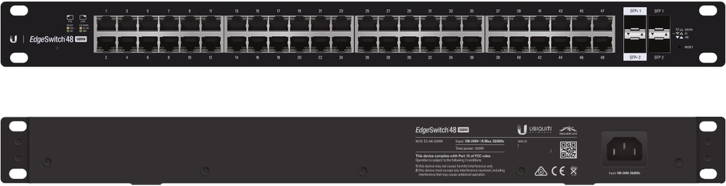 [ES-48-500W] UBNT Ubiquiti EdgeSwitch ES-48-500W  48 Port Gigabit - 2 SFP + 2SFP+ Yönetilebilir PoE+