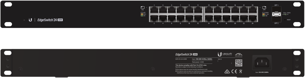 [ES-24-500W] UBNT Ubiquiti EdgeSwitch ES-24-500W  24 Port Gigabit - 2 SFP  Yönetilebilir PoE+