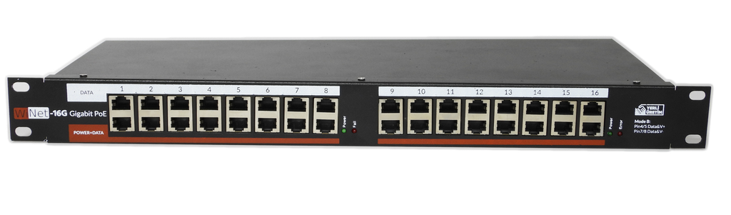 [PANEL-16P-GB-24V] 16 PORT Gigabit  Poe Injector 24v